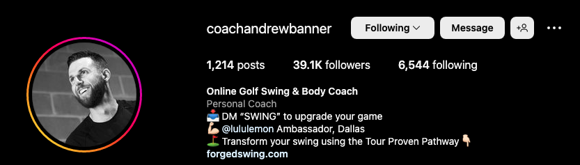 Coach Andrew Banner Instagram Profile