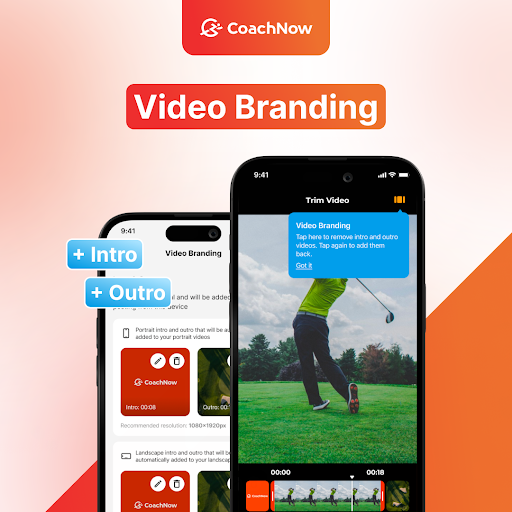 coachnow video branding, iphone showing video of man swinging a golf club